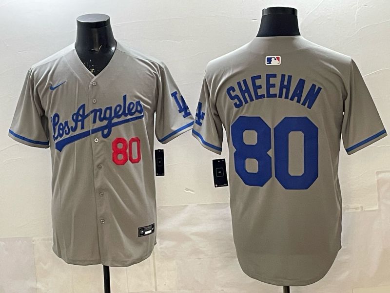 Men 2025 Los Angeles Dodgers #80 Sheehan Grey Game Nike MLB Jersey style 009->los angeles dodgers->MLB Jersey